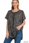 Black Washed Waffle Top