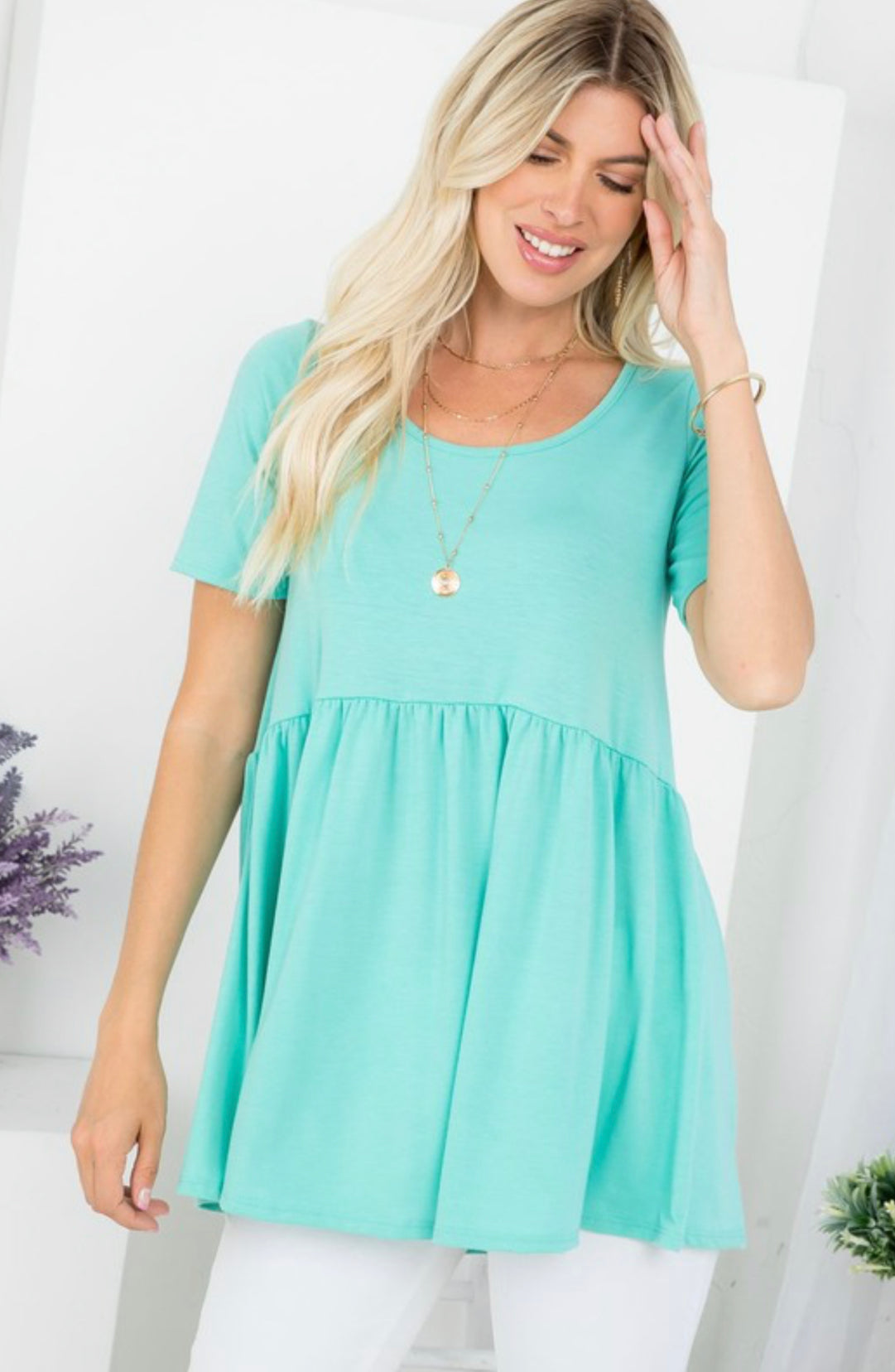 Mint Babydoll Tunic Top