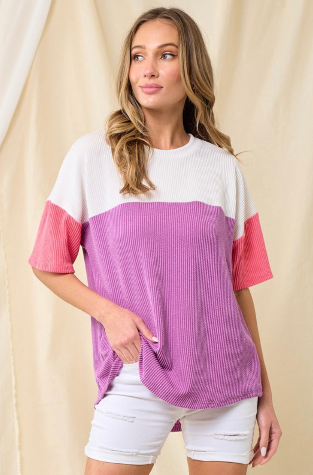 Calling your name color block Top