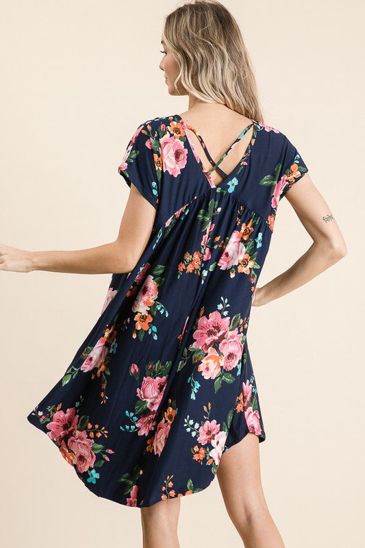 Navy Floral Dress