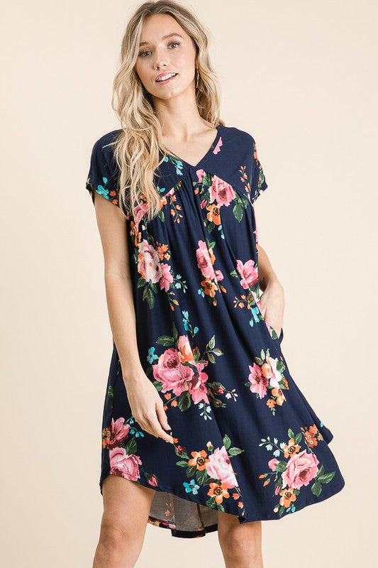 Navy Floral Dress