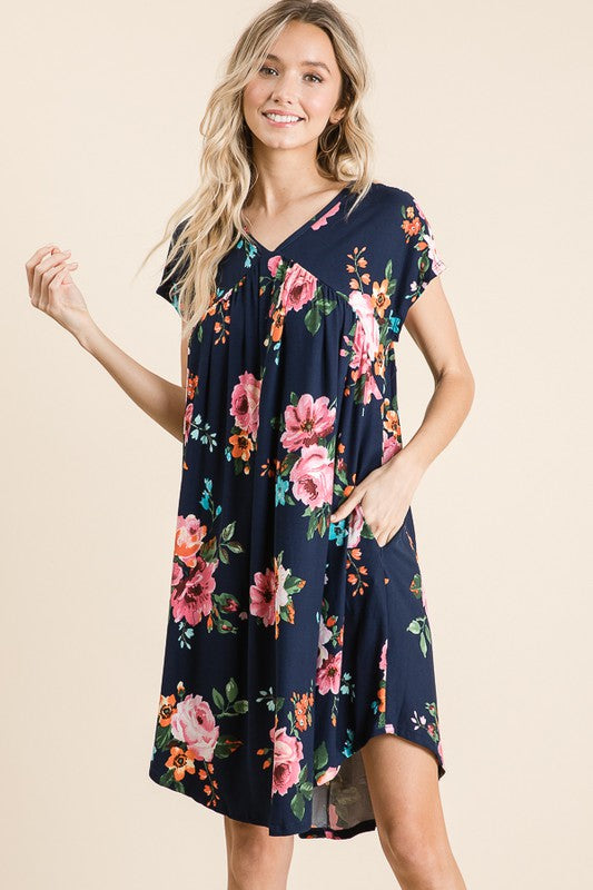 Navy Floral Dress