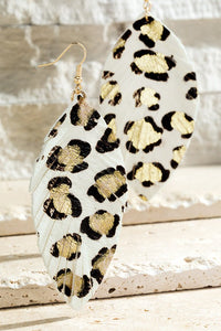 Genuine Leather Leopard Print Earrings