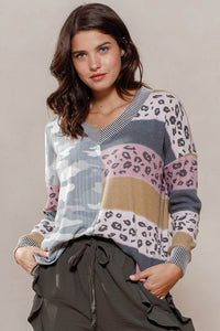 Camouflage/Leopard Long Sleeve Top