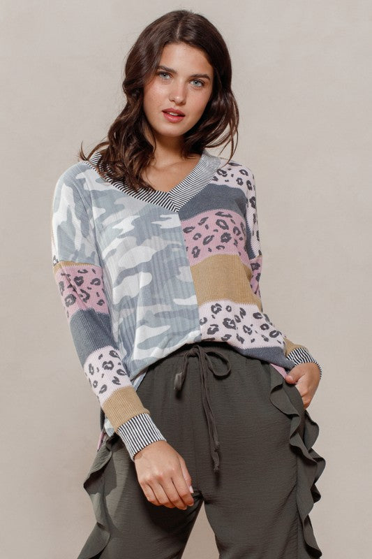 Camouflage/Leopard Long Sleeve Top