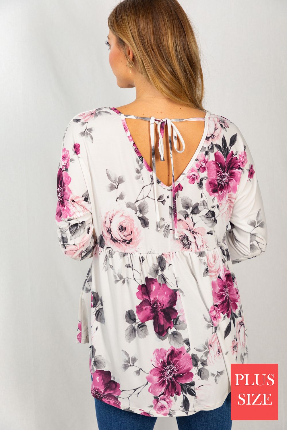 Ivory Floral Babydoll Top CURVY