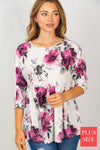 Ivory Floral Babydoll Top CURVY