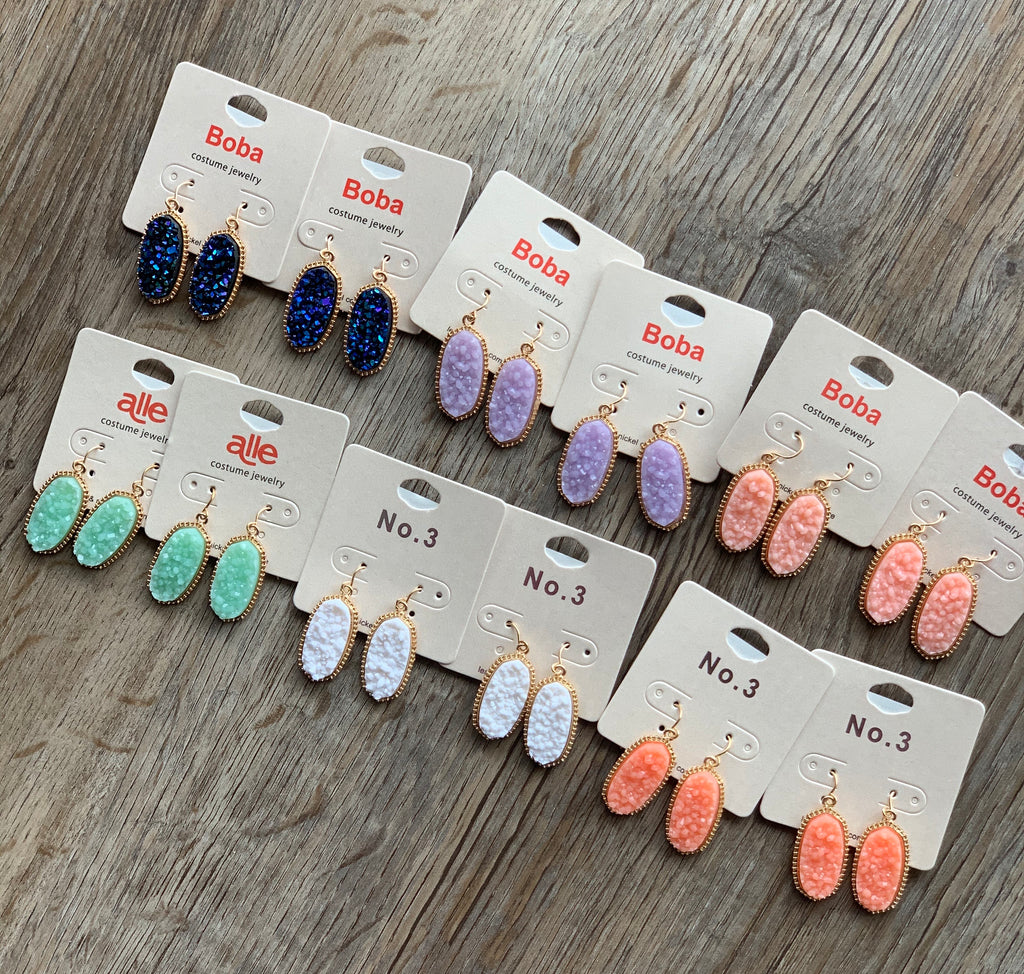 Druzy Hexagon Earrings