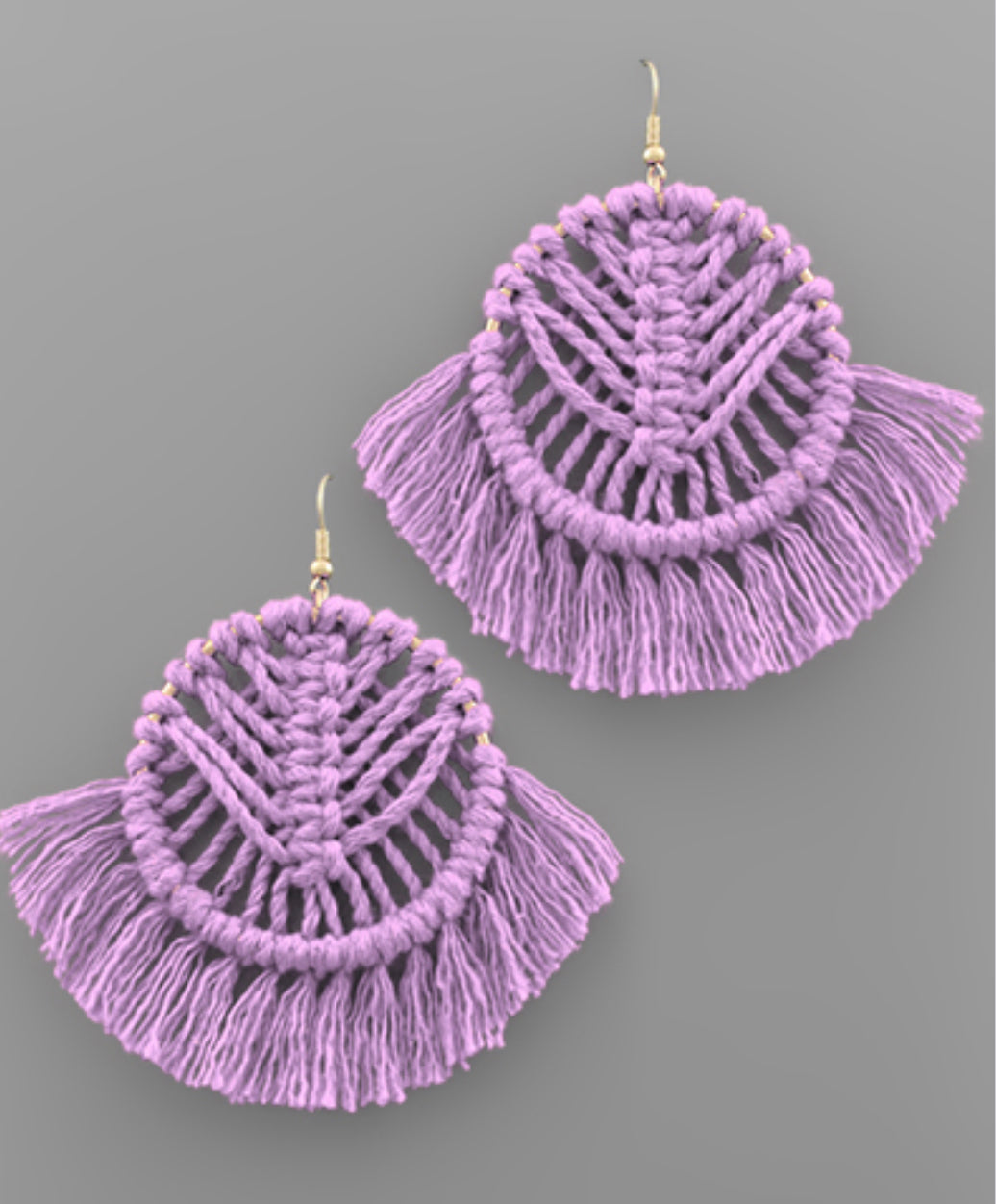 Woven Fan Macrame Earring