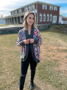 Rainbow Black Leopard Cardigan