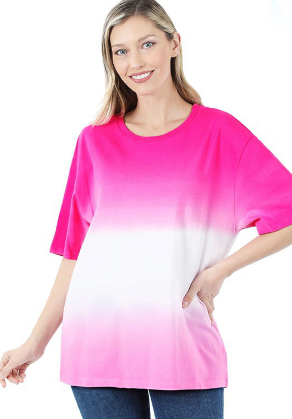 Hot Pink Dip Dye Oversized Top