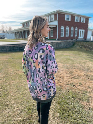 Rainbow Black Leopard Cardigan