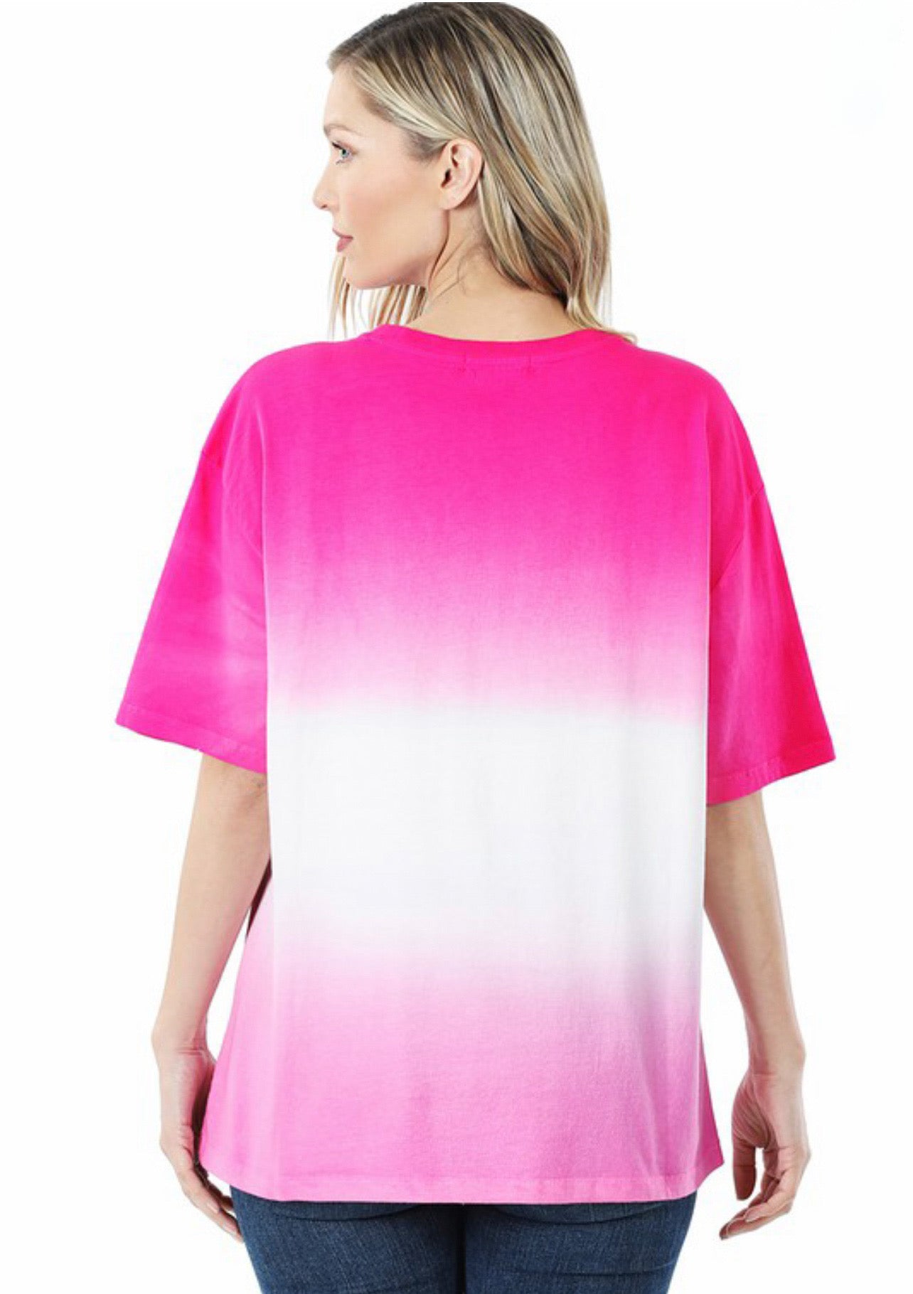 Hot Pink Dip Dye Oversized Top
