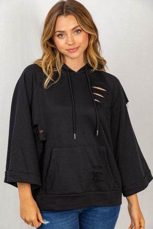 Black Distressed Hoodie