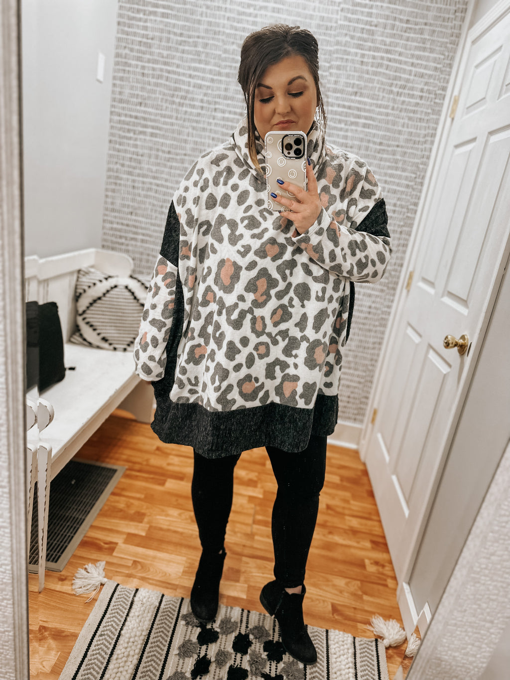Beige Leopard Poncho Top
