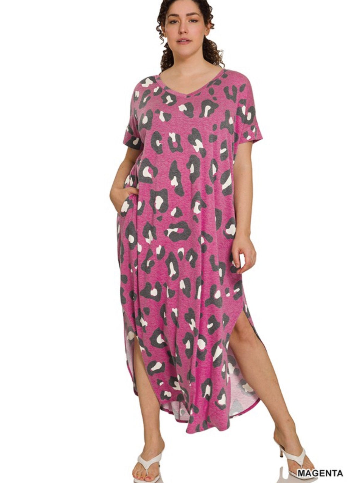 Magenta Maxi Leopard Dress