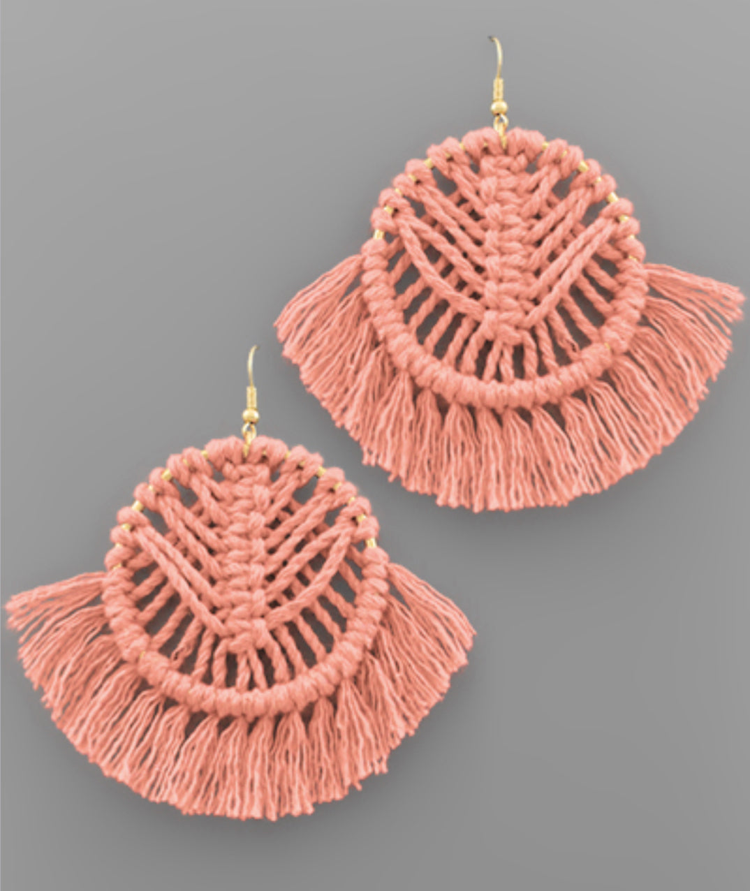 Woven Fan Macrame Earring