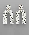 Dalmatian Print Wood Arch Earrings