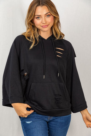 Black Distressed Hoodie