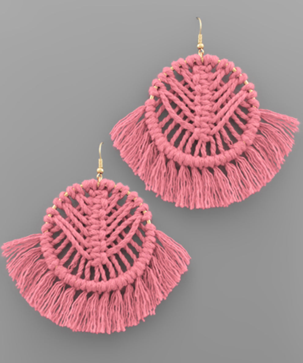 Woven Fan Macrame Earring