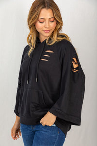Black Distressed Hoodie