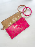 Cowhide Brushed Pouch Keychain