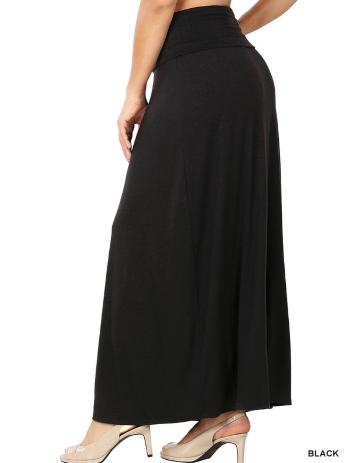 Black Relaxed Fit Maxi Skirt