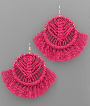 Woven Fan Macrame Earring