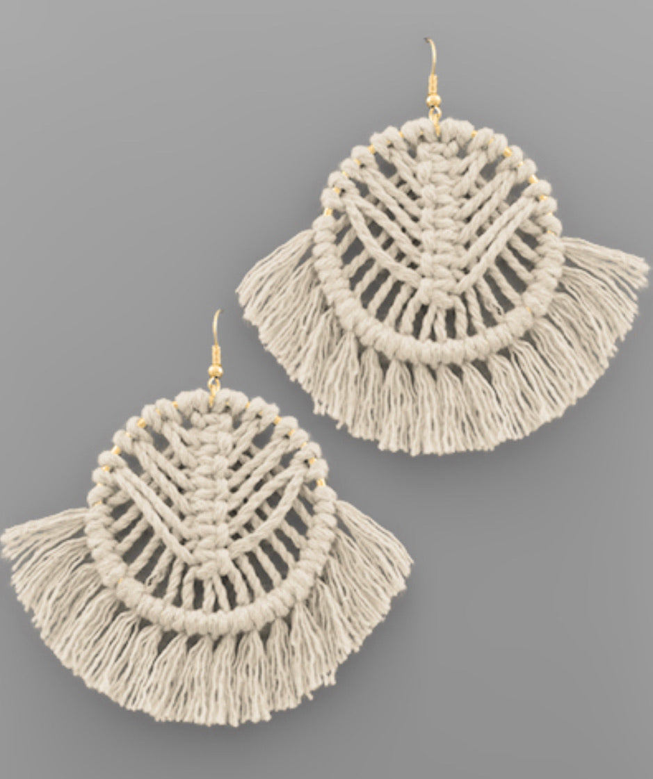 Woven Fan Macrame Earring