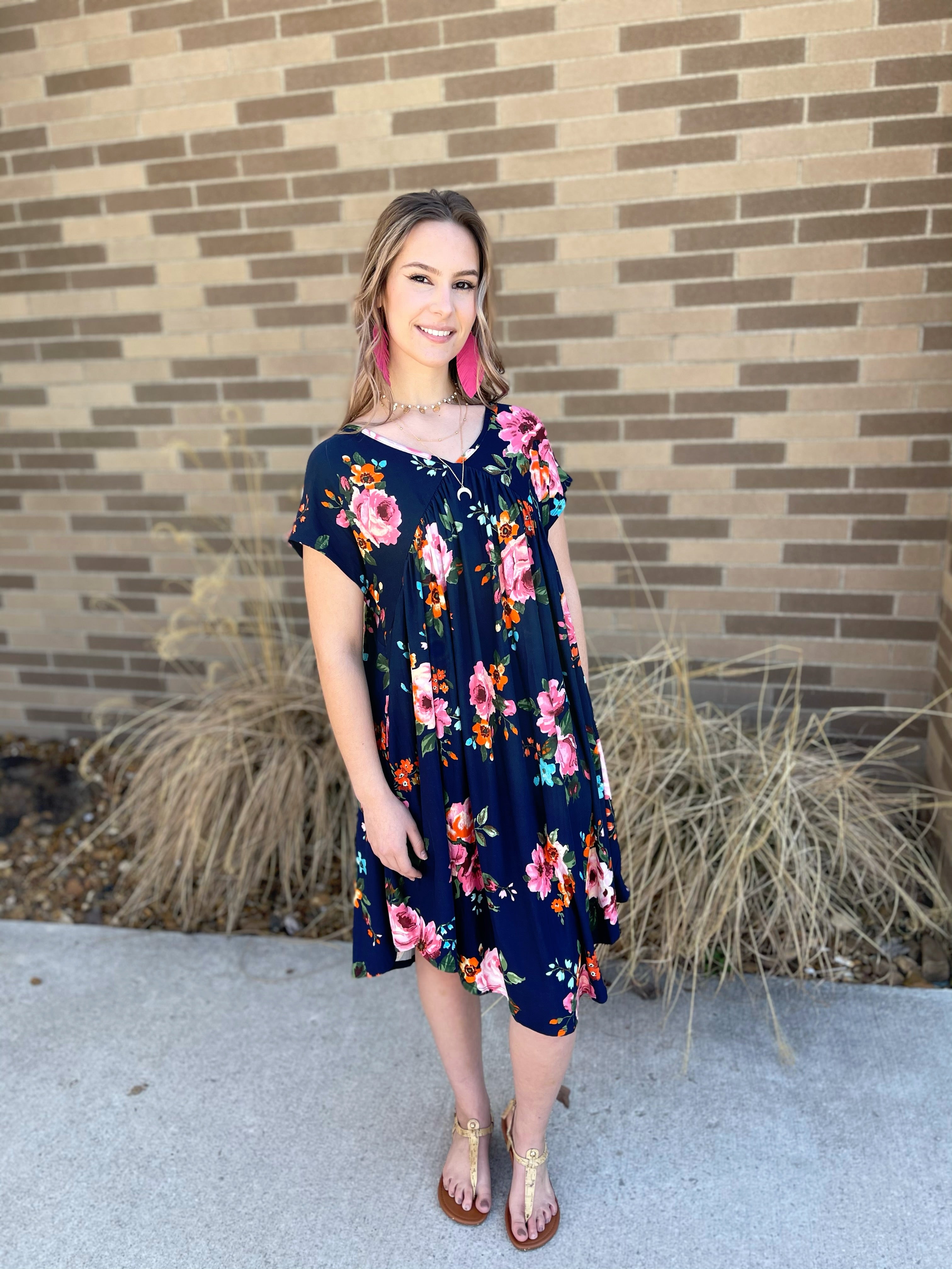 Navy Floral Dress