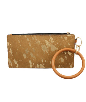 Cowhide Brushed Pouch Keychain