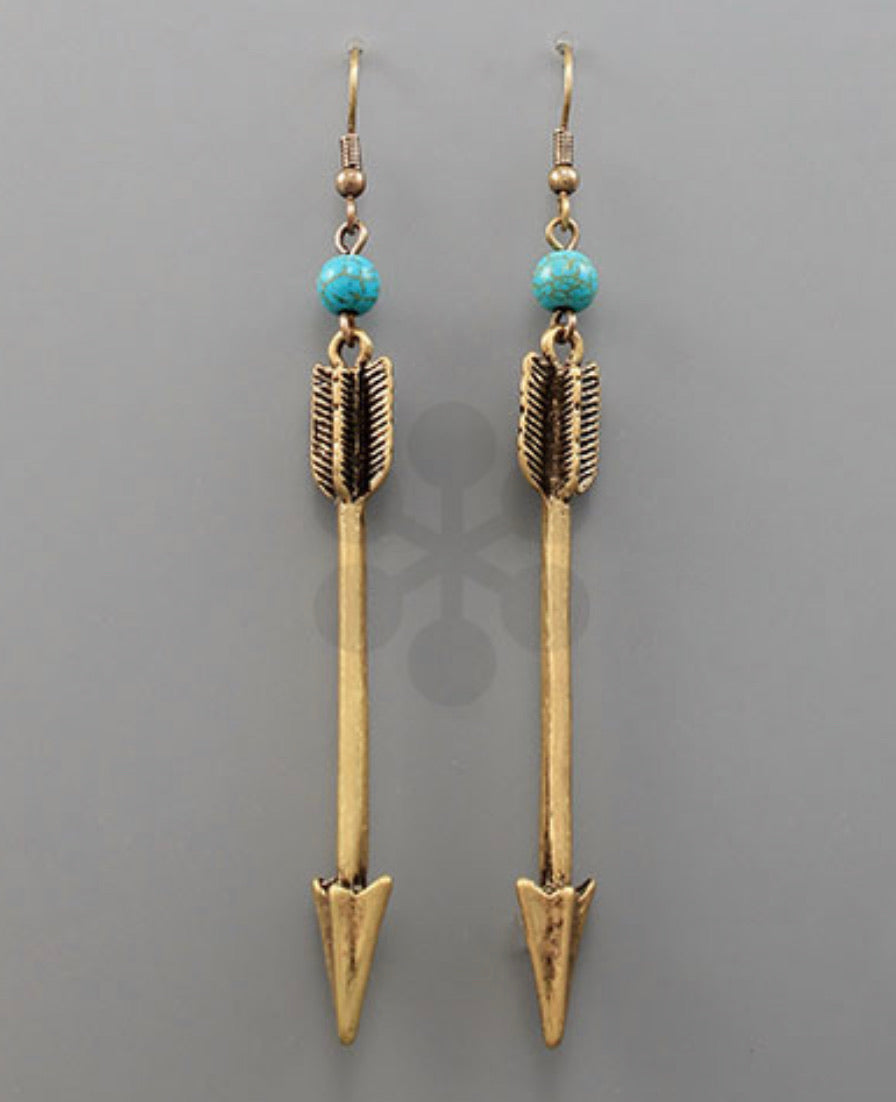 Arrow Earring with Turqoise Bead