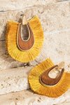 Wood Oval Tassel Earrings