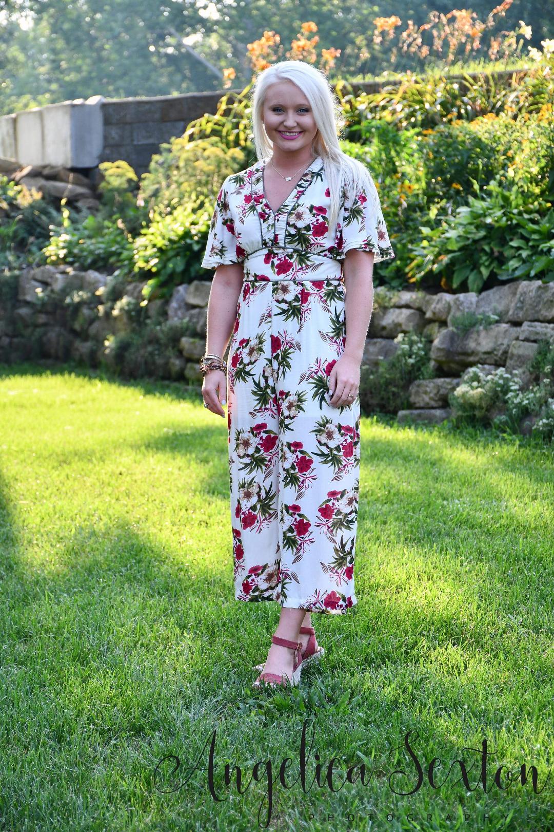 Natural colored Floral Jumpsuit - Tallulah Rose Boutique